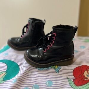 Black Boots with Pink Accents Size 8US (Toddler Girl)
